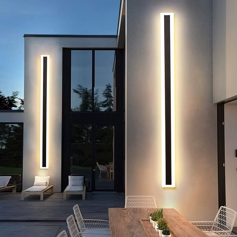 Modern LED Waterproof IP65 Outdoor Long Wall Lamp Villa Wall Light Garden Porch Sconce Light 110V 220V Black Sconce Luminaire