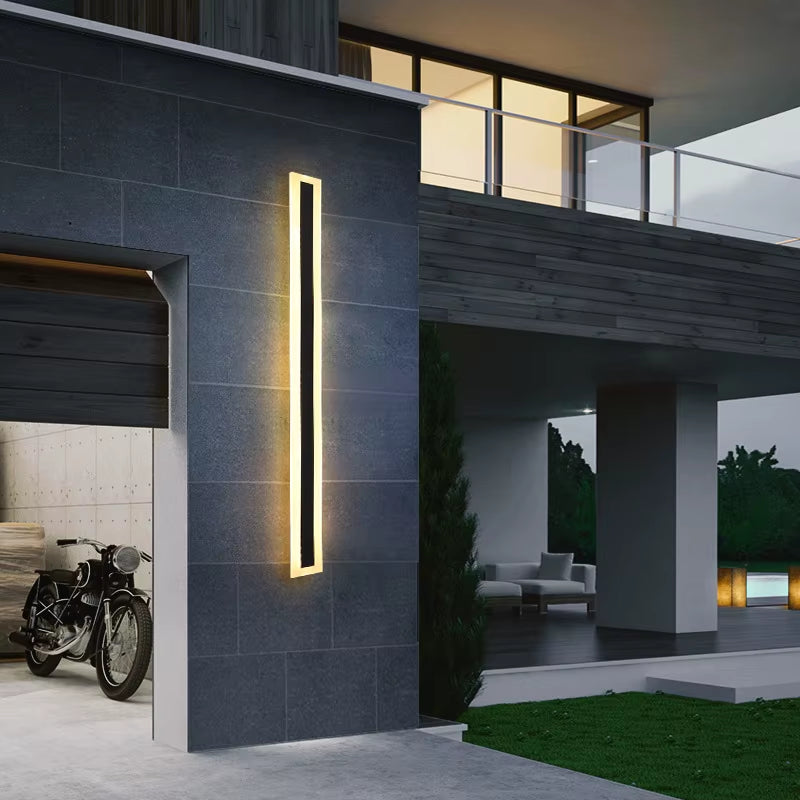 Modern LED Waterproof IP65 Outdoor Long Wall Lamp Villa Wall Light Garden Porch Sconce Light 110V 220V Black Sconce Luminaire